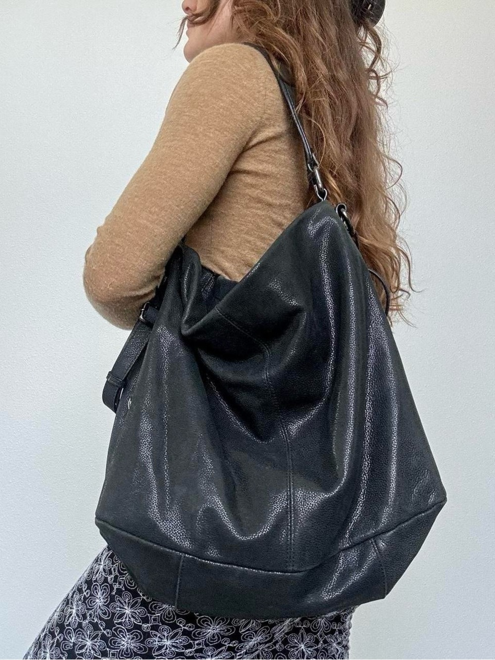 Elliott Lucca slouchy soft black leather hobo bag
